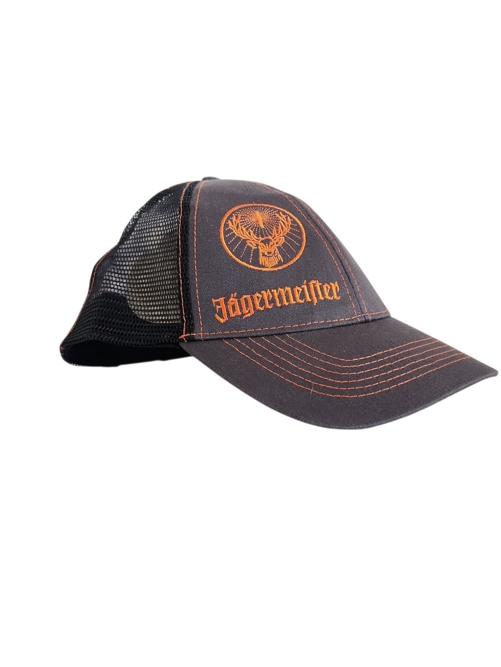 Jägermeister Black Gray and Orange Logo Trucker Baseball Hat One Size NWOT